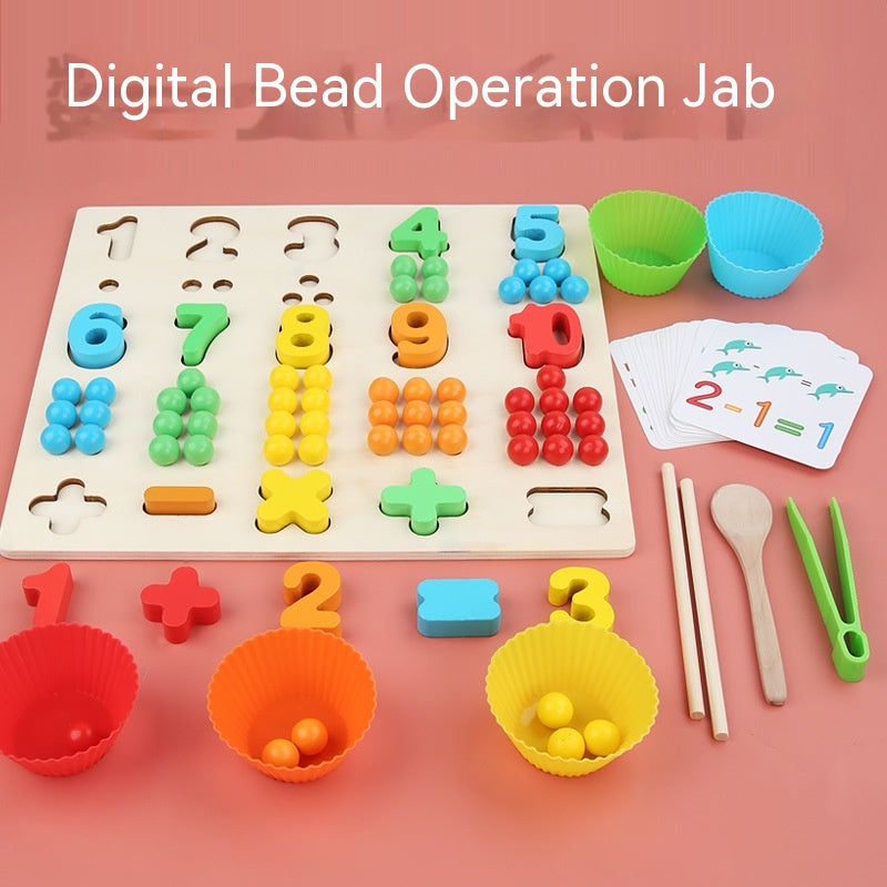 Children's Wooden Fine Action Digital Clip Beads Operation Board Digital Cognitive Color Matching Early Educational Toys